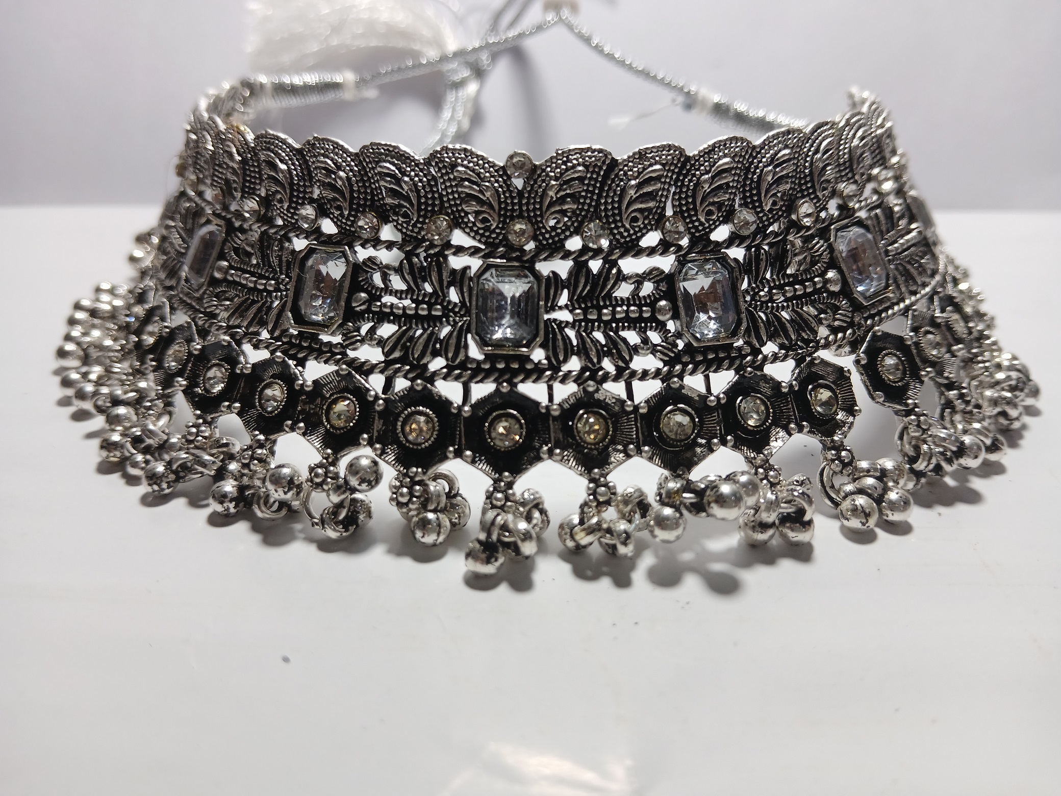 Cubic Zirconia/Transparent American Diamond OXIDISED JEWELLERY SET FOR WOMEN - Image 2