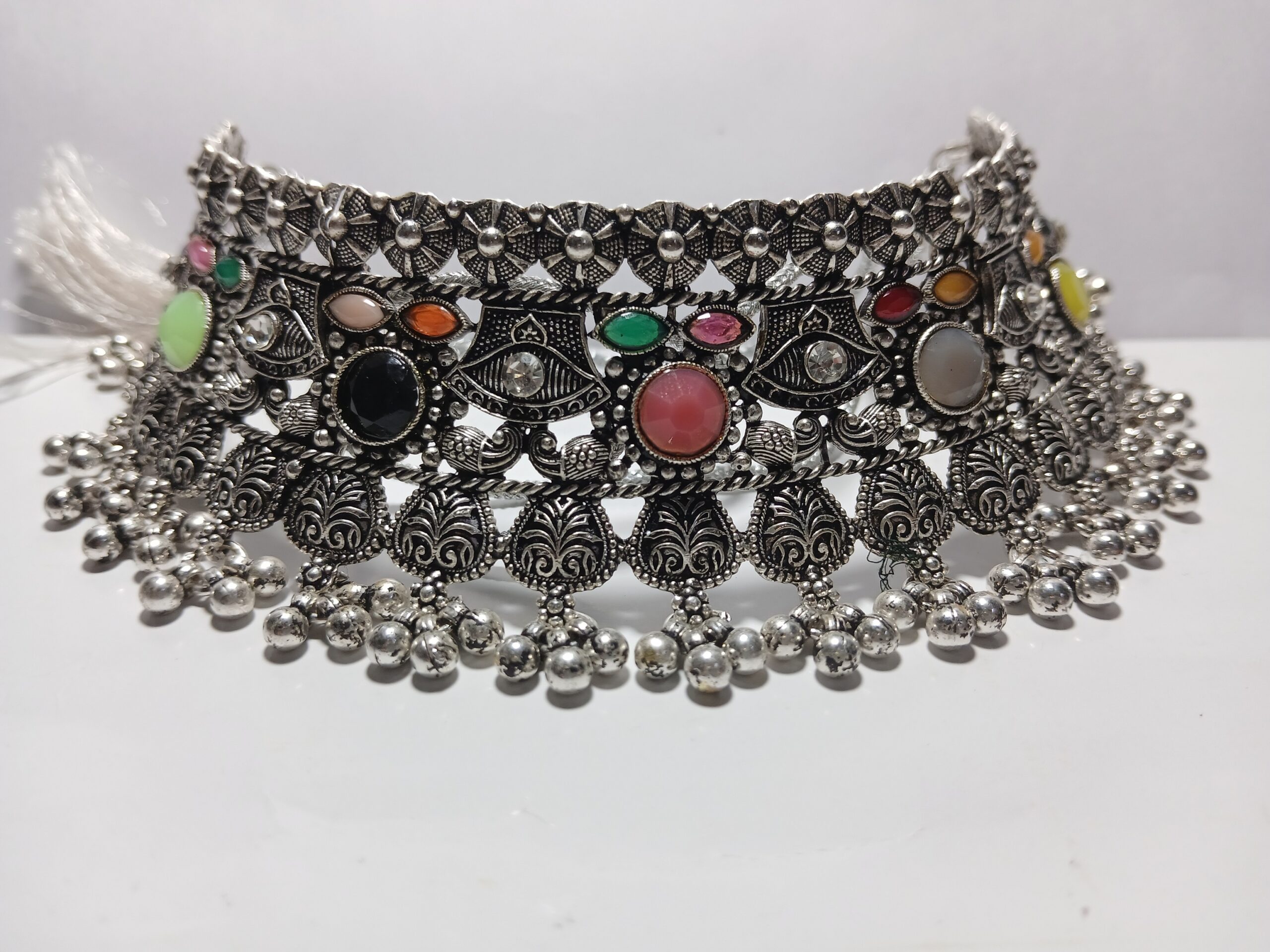 Cubic Zirconia/Colour American Diamond OXIDISED JEWELLERY SET FOR WOMEN - Image 2
