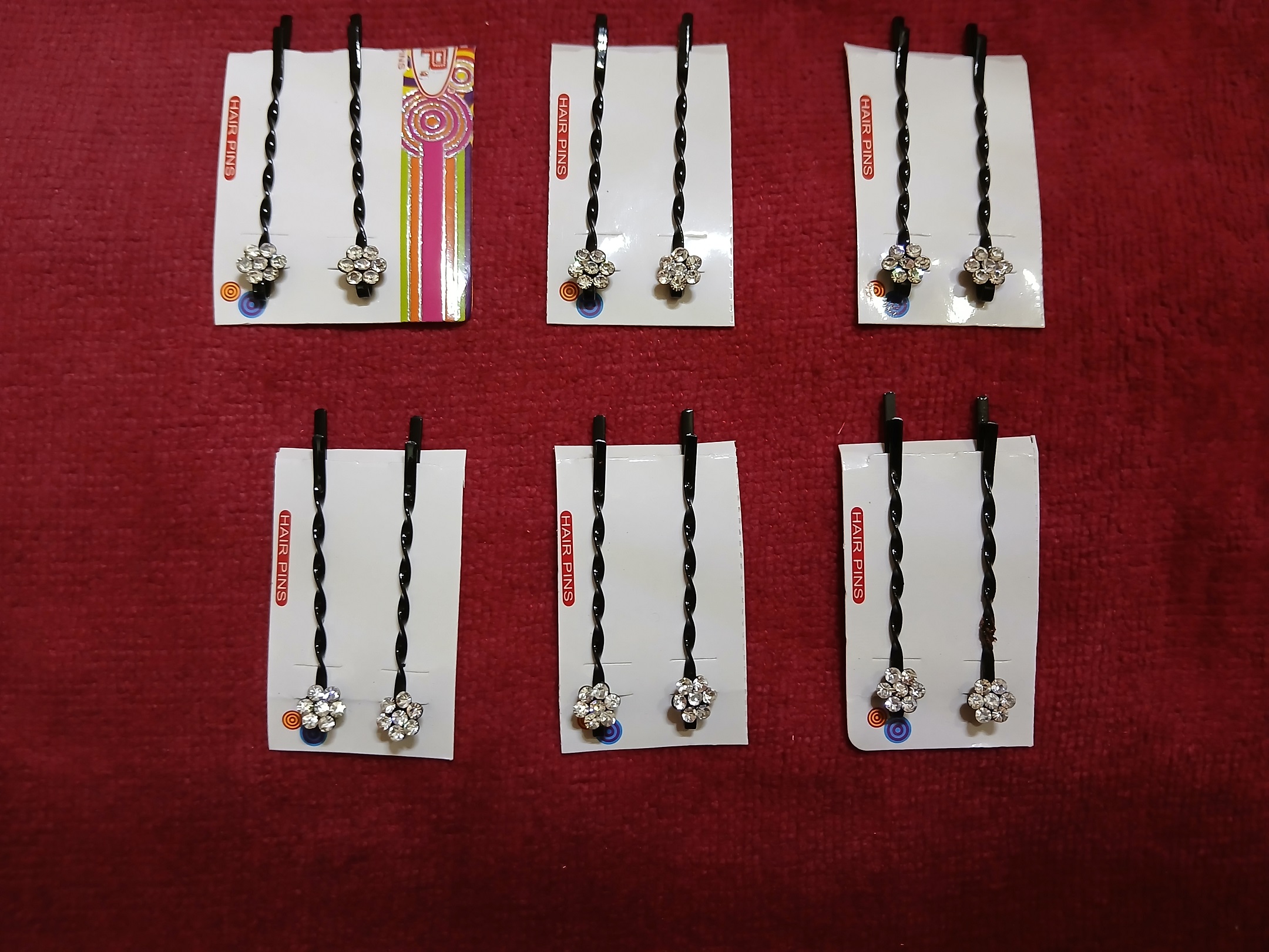Small Diamond Stone Hair clips Pins Set-2 | pack of 6 | - Image 2