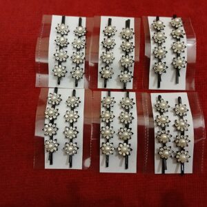 Small Diamond Stone & Pearl Hair clips Pins Set-3 | pack of 6 |