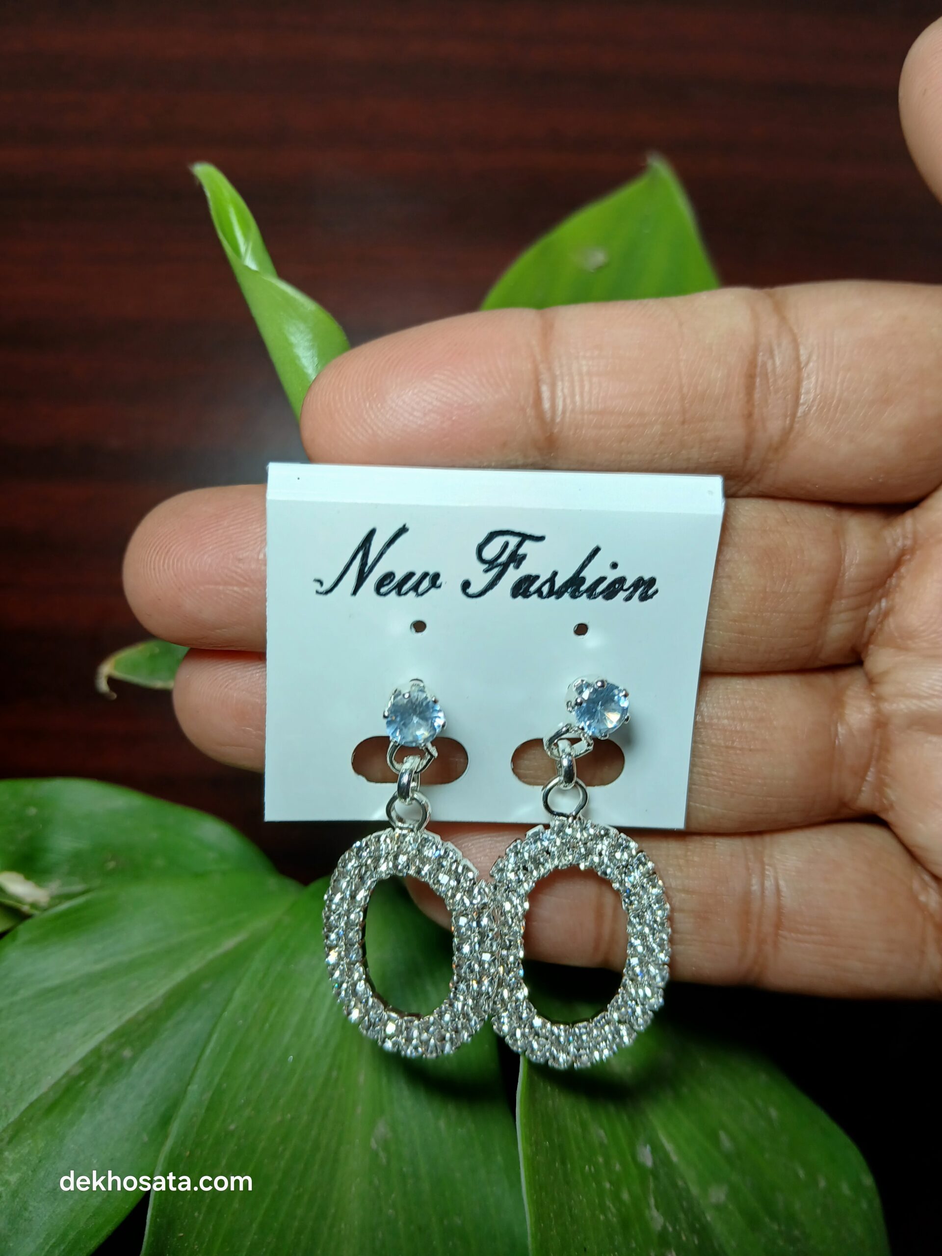 White Stone Contemporary Drop Earrings Exclusive - Image 3