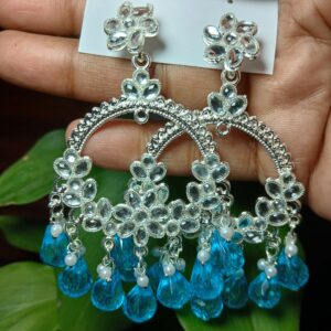 white stone Blue Puthi  long Jhumko ear Ring ||