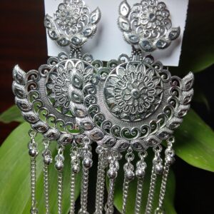 Oxidized Chandbali Jhumka Long Ear Ring