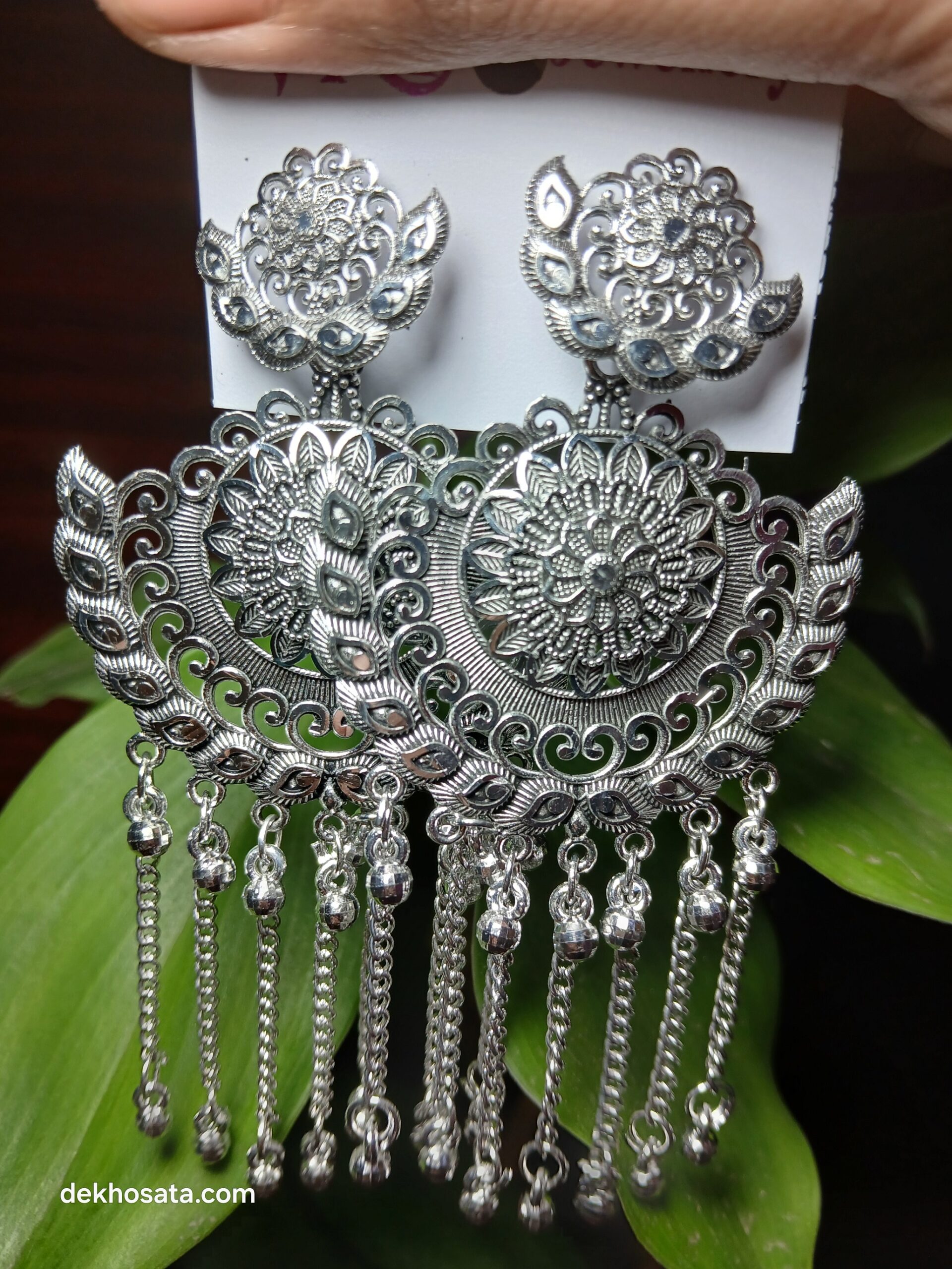 Oxidized Chandbali Jhumka Long Ear Ring