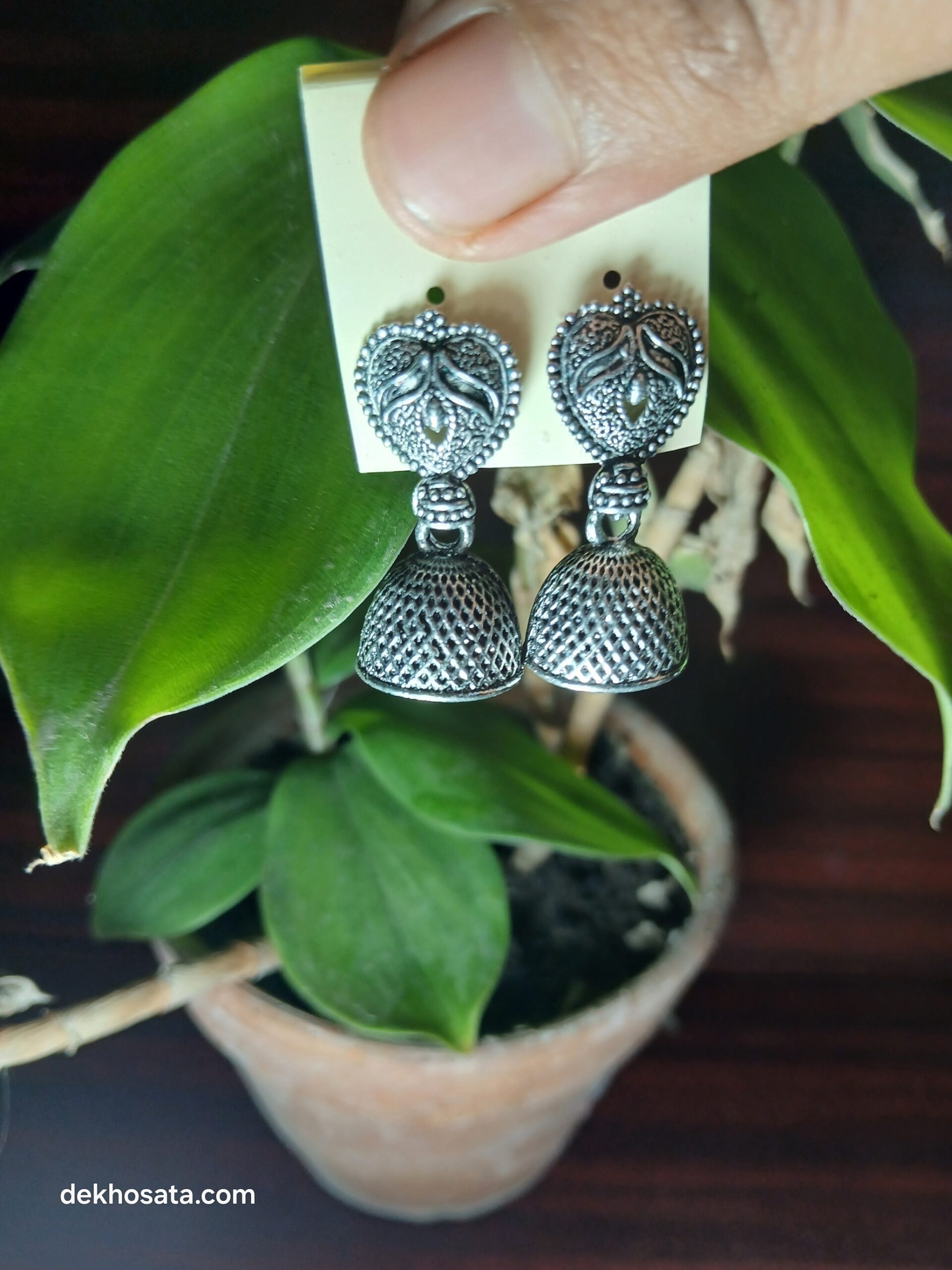Oxidized Drop Hut Type jhumka - Image 2
