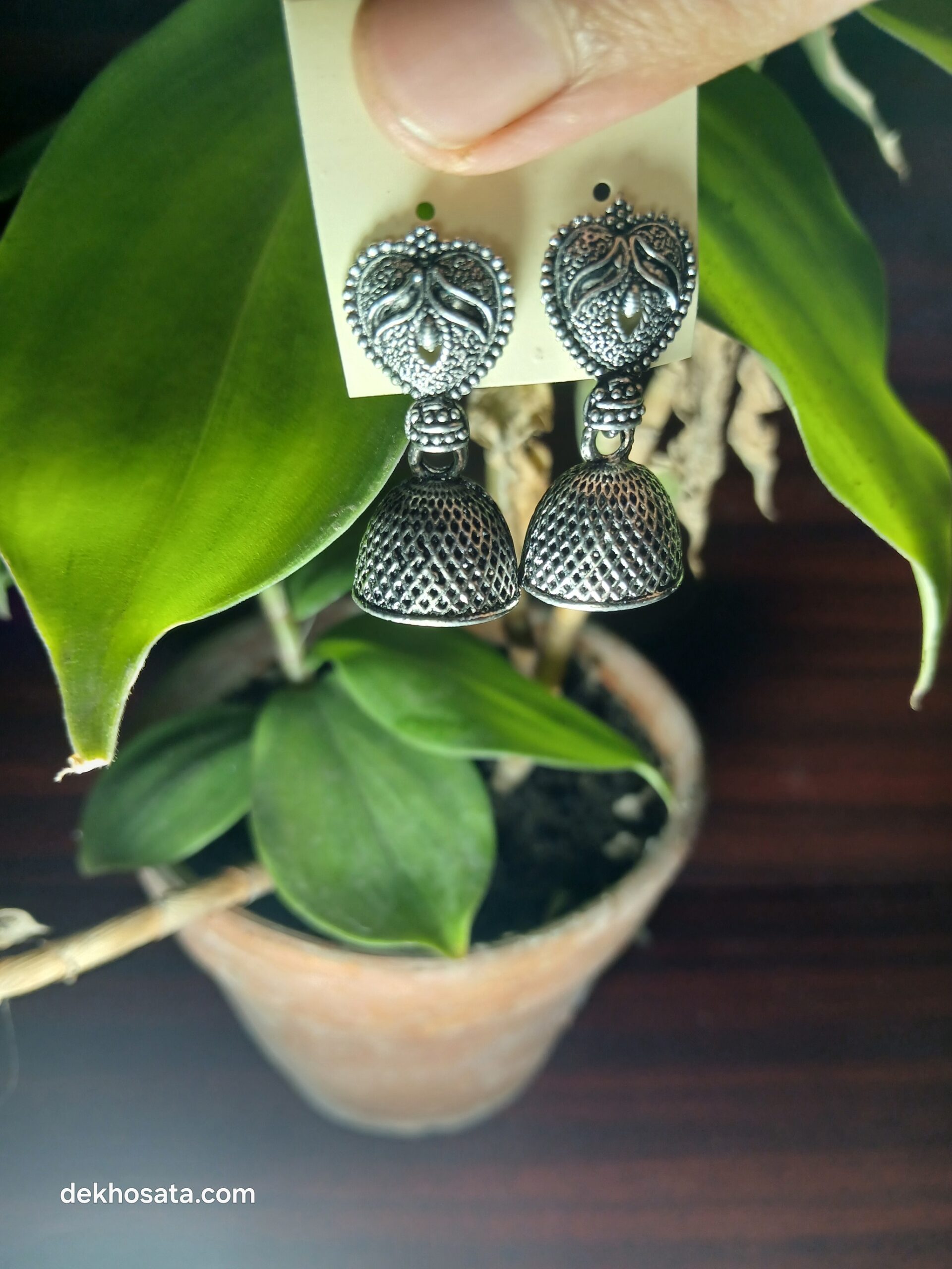 Oxidized Drop Hut Type jhumka - Image 3