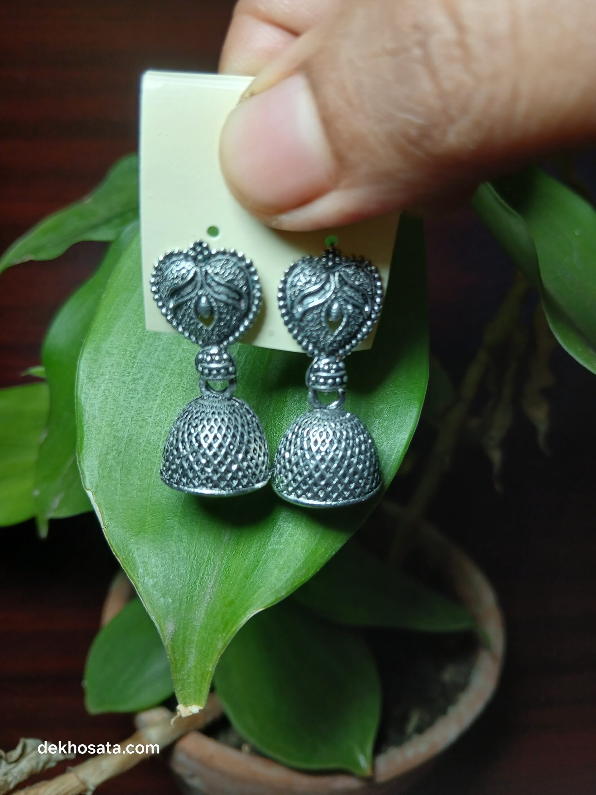 Oxidized Drop Hut Type jhumka